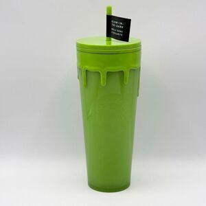 Starbucks Halloween Slime Green Drip Glow In The Dark Tumbler Cold Cup New!